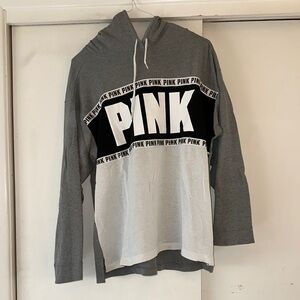 PINK Victoria's Secret Kids Gray and White Hoodie